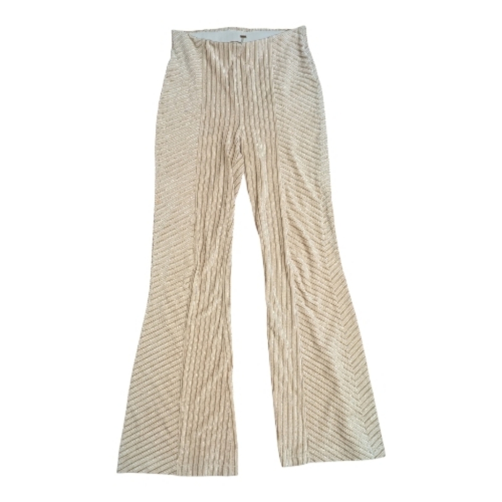Free People Champagne Stripe Slim Pull-On Velvet Flare Pants size Small velvet G